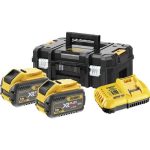   DCB118Y2T-QW - 18V/54V FLEXVOLT gyorstöltő + 2 db 18V/54V XR FLEXVOLT akkumulátorral 12.0 Ah + TSTAK II